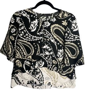 A20 BCBG MAXAZRIA Assymetrical Paisley Print Blouse